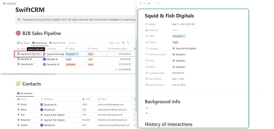 Sales Pipeline side peek