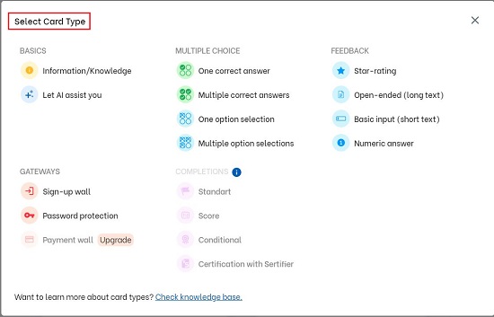 Select card type