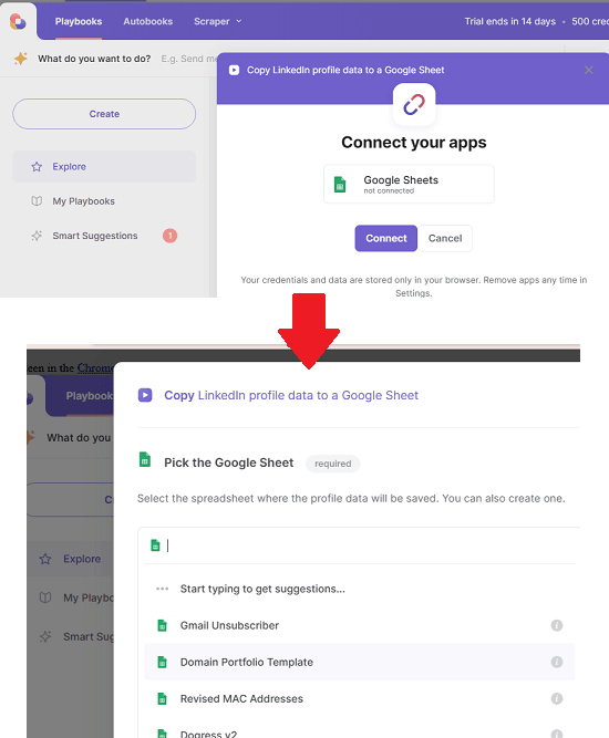 Bardeen Connect Google Sheets