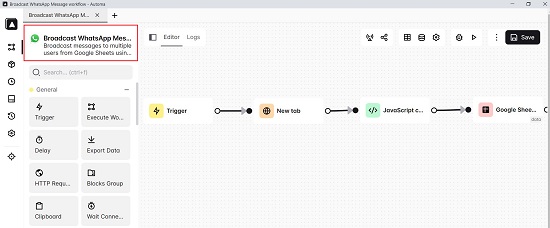 Broadcast WA message workflow