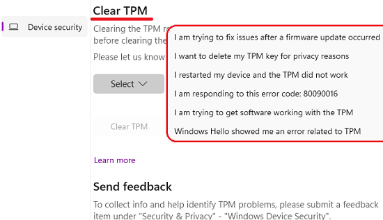 Clear TPM