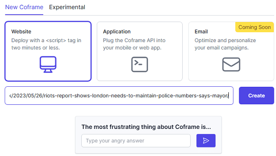 Create a new Coframe