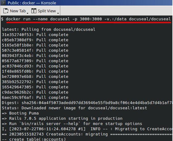 Docker run command docuseal