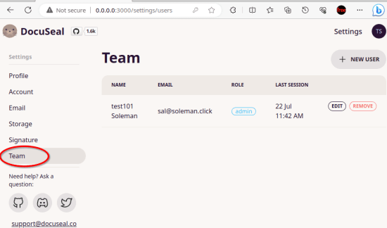 Docuseal Create Team