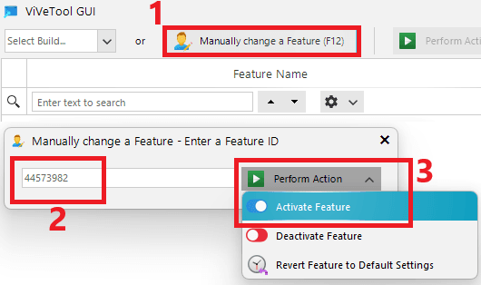 Enable Feature ID 2 ViveTool