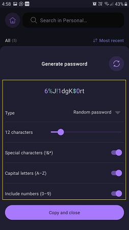 Generate password