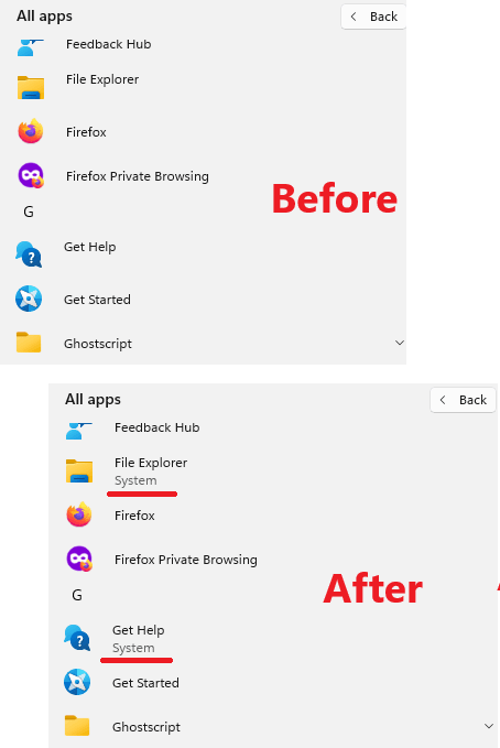 How to Enable System App Labels in Start Menu on Windows 11