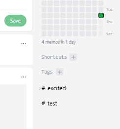 Memos tags and shortcusts