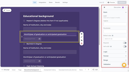 Modify field parameters