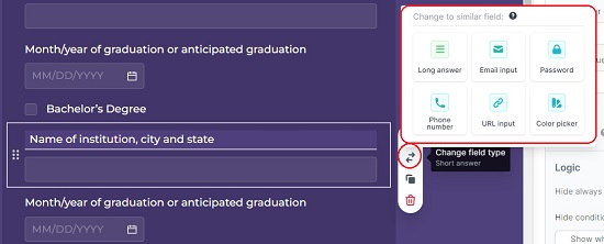 Modify field type