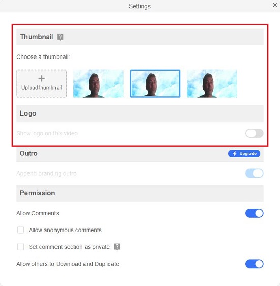 Video Thumbnail, Logo settings