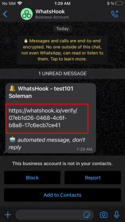 WhatsHook WhatsApp Verification