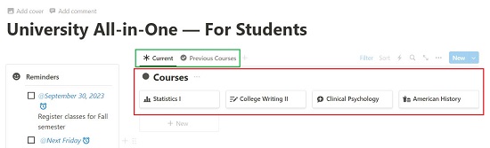 Current and Previous Courses