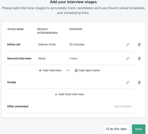 Dover Interview Plan