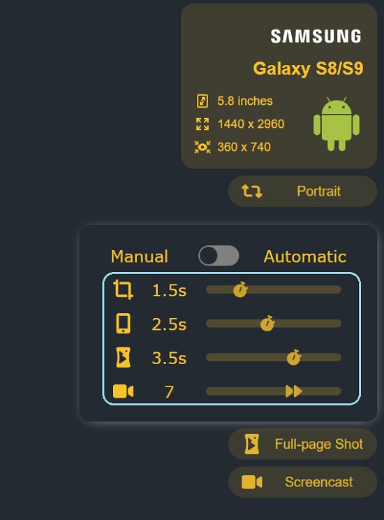 Manual shots sliders