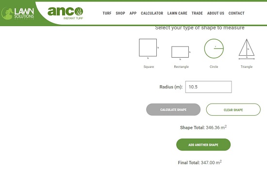 Turf Calculator from Lawn Solutions