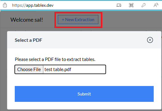 Upload PDF Tablex