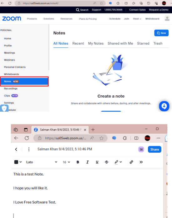 Zoom Notes Create