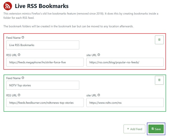 Add RSS Feeds