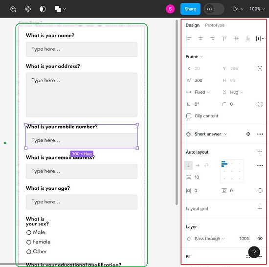 Configure element