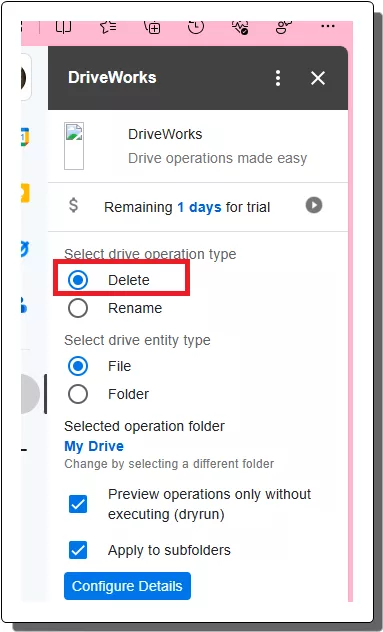 DriveWorks Specify Operation