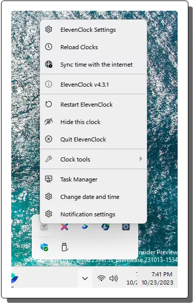 ElevenClock Settings