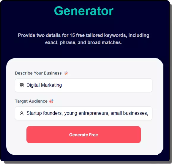 Generate Keywords Input