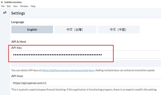 Paste API Key