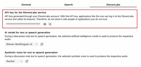 Paste ElevenLabs API key