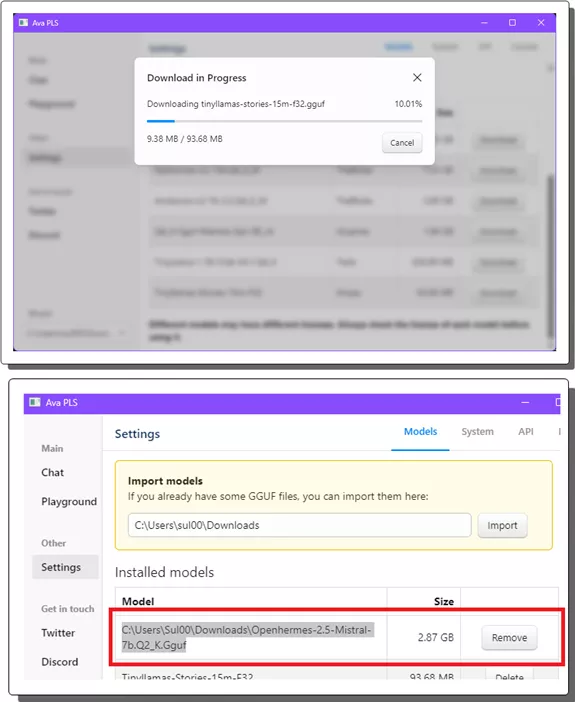 AVA PLm Download Models and OpenHermes