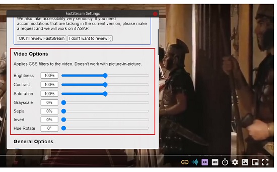 Video options