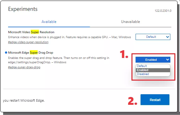 edge Super Drag Drop flag Enable