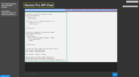 Gemini Pro API Chat