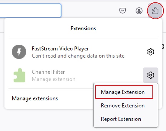 Manage extension