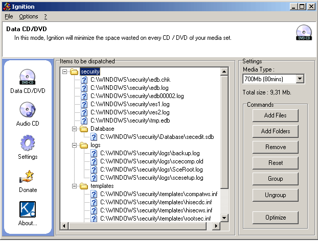 Ignition CD Burning Optimizer