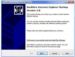 BackRex Internet Explorer Backup