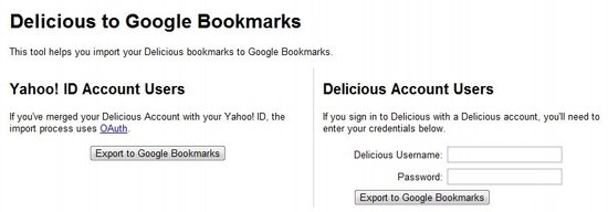 Delicious google bookmarks