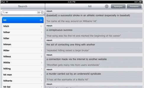 Dictionary for ipad