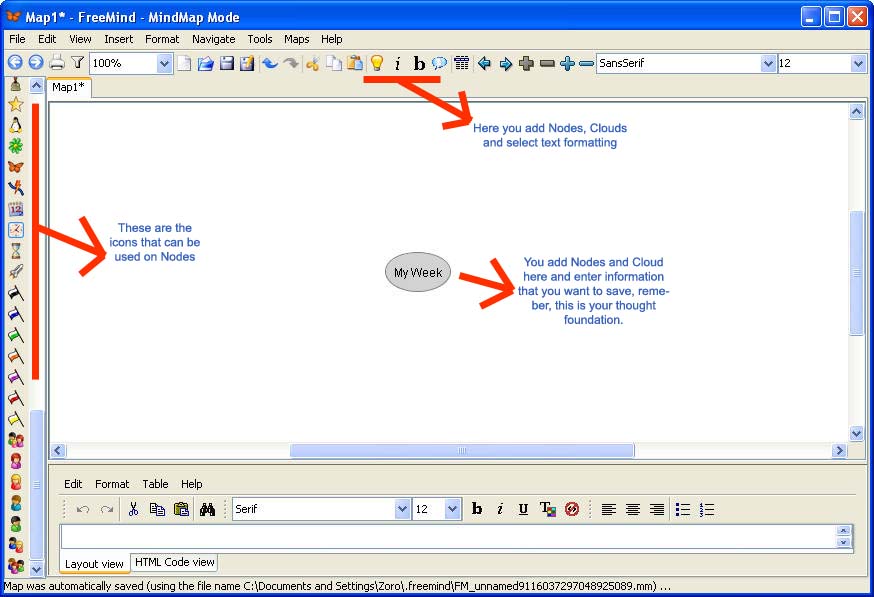 FreeMind default window