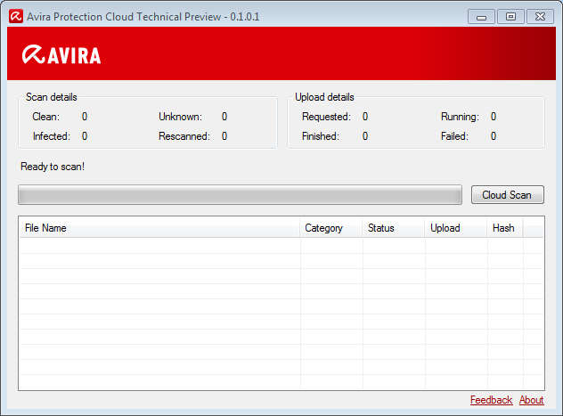 Avira Protection Cloud default window