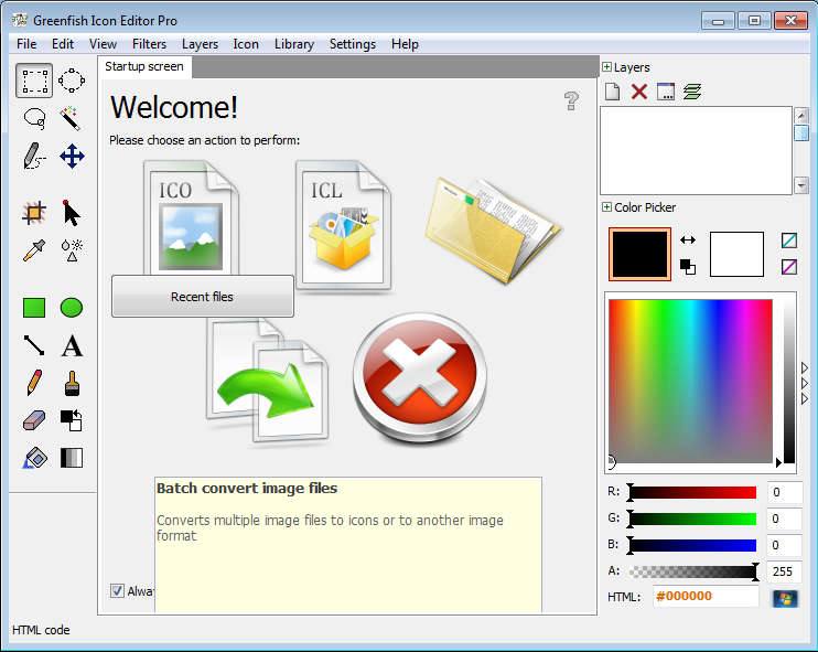 GreenFish Icon Editor default window