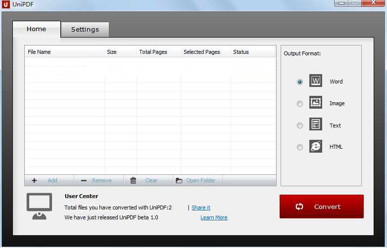 UniPDF default window