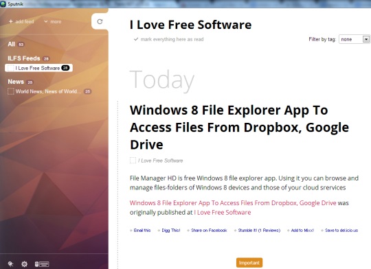 Sputnik- rss reader for Windows