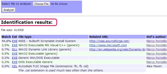 Online TrID File Identifier- identify unknown files