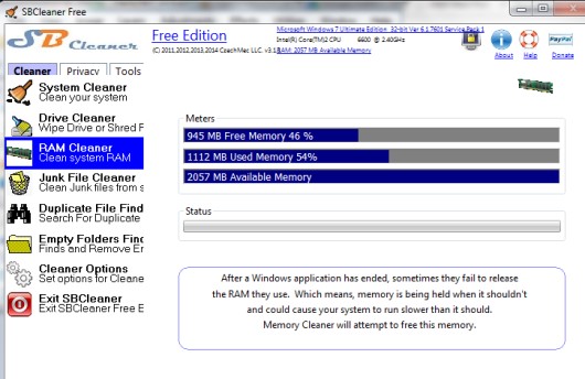 SBCleaner- interface