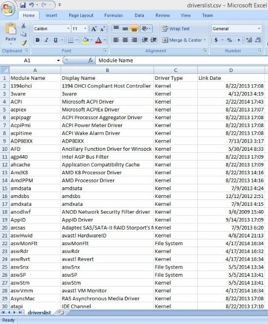 Driver Information-Driver in CSV