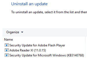 uninstall a particular Windows update in Windows 10