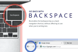 go back to previous pages on a tab using backspace key in chrome