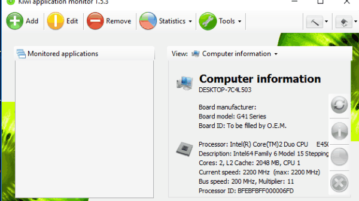 Windows application monitor with services, process manager