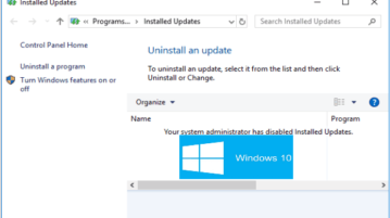 disable accessing installed updates in windows 10